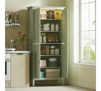 HOMCOM 176.5 cm Tall Freestanding Pantry Storage Cabinet with 4 Doors Green - Green - Kitchen Cupboard - MDF