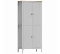 HOMCOM Tall Pantry Cupboard with Motion Sensor LED Light - Grey