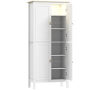 HOMCOM 176.5 cm Tall Pantry Cupboard with Motion Sensor LED Light - White