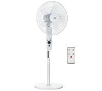 HOMCOM 18" Pedestal Fan with Sleep Mode, Oscillating Standing Fan with 3 Modes, Remote Control, Adjustable Height, White