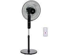 HOMCOM Free-Standing Oscillating Timer Fan with Remote - Black, Black