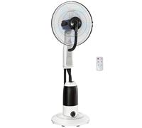 HOMCOM 18" Pedestal Fan with Water Mist Spray, Standing Fan with 3 Speeds, 2.8L Water Tank, Timer and Remote, White