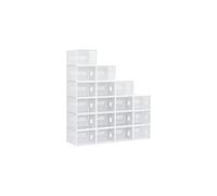 HOMCOM 18-Piece Transparent Shoe Box Set Plastic Stackable Shoe Boxes Suitable for UK/EU sizes up to 12/46 Dimensions:28 x 36 x 21cm