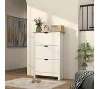 Homcom 18-Shoe Storage Cabinet 6 Shelves 3 Drawers In White White