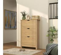HOMCOM 18-Shoe Storage Cabinet 6 Shelves 3 Drawers Natural Wood Finish