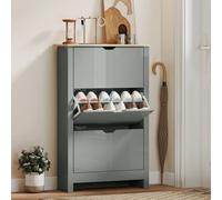 Homcom 18-Shoe Storage Cabinet 6 Shelves 3 Drawers Tabletop In Light Grey Light Grey