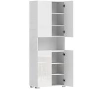 HOMCOM 180 cm Tall Kitchen Cupboard, Pantry Storage Cabinet with Soft Close Doors and Adjustable Shelves, High Gloss White