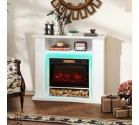 HOMCOM 1800W Inset Electric Fireplace with RGB LED Lights, White HOMCOM White