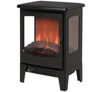 HOMCOM 1800W Tempered Glass Electric Fireplace Heater Black