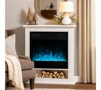 Homcom 1800W White Electric Fire With Remote & Timer For Living Room