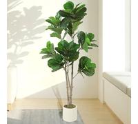 HOMCOM 180cm Artificial Fiddle Leaf Fig Tree 98 PEVA Leaves in Pot Green