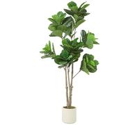 HOMCOM 180cm Artificial Fiddle Leaf Fig Tree, Decorative Artificial Plant with 98 PEVA Leaves in Pot for Indoor Living Room Office Home Decor, Green