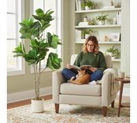HOMCOM 180cm Artificial Fiddle Leaf Fig Tree, Realistic Fake Plant, Green