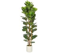 HOMCOM 180Cm Artificial Fiddle Leaf Fig Tree Fake Potted Tree For Home Office Décor, Green