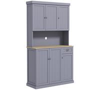 HOMCOM 180cm Freestanding Kitchen Cabinet, Modern Storage Cupboard with Open Countertop, Drawer and 6 Doors, Grey