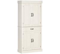 HOMCOM Kitchen Cupboard with 4 Doors, Freestanding Storage Cabinet with Wide Drawer and Shelves for Living Room, 180cm, White Wood Grain