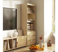 HOMCOM 180cm Tall Bookcase with 3 Shelves 3 Drawers for Living Room Home Office in Light Brown HOMCOM Light Brown