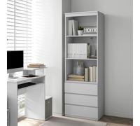 HOMCOM 180cm Tall Bookcase with 3 Shelves 3 Drawers for Living Room Home Office in White HOMCOM White