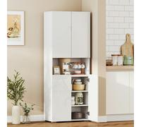 HOMCOM 180cm Tall Kitchen Cupboard, Pantry Storage Cabinet - High Gloss White