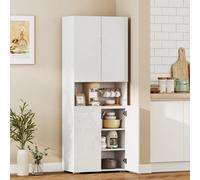 (White) HOMCOM 180cm Tall Kitchen Cupboard, Pantry Storage Cabinet
