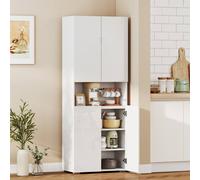 Homcom 180Cm Tall Kitchen Cupboard, Pantry Storage Cabinet In White White