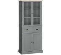 HOMCOM 180cm Tall Kitchen Pantry Cupboard, Freestanding Storage Cabinet with 5 Tier, Adjustable Shelves, Drawer, Grey