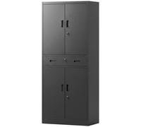 HOMCOM 180cm Tall Tool Cabinet, Lockable Metal Storage Cabinet with Drawer