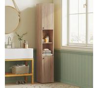 Homcom 182 Cm Tall Bathroom Cabinet With Adjustable Shelves, Natural