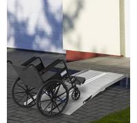 HOMCOM Folding Wheelchair Ramp, Textured Aluminum, 183x72 cm, Portable Threshold Ramp for Scooter & Steps, Silver. Aosom UK