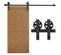 HOMCOM Modern Sliding Barn Door Closet Hardware Track Kit Track System Unit for Single Wooden Door 6FT/1830mm