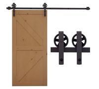HOMCOM 183CM/6FT Modern Sliding Door Kit, Track System Unit, 6FT/1830mm | Barn Closet Hardware Track Kit, for Single Wooden Door