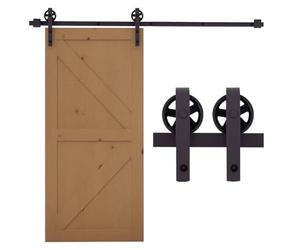 HOMCOM 183CM/6FT Modern Sliding Door Kit, Track System Unit, 6FT/1830mm | Barn Closet Hardware Track Kit, for Single Wooden Door