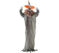 HOMCOM 183cm 72" Orange Classic Clown Outdoor Halloween Decoration, Halloween Animatronic w/ Sound Activated, Light Up Eyes, Sound Effects Aosom UK