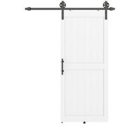 HOMCOM 183cm Sliding Barn Door Kit, Sliding Door with Track, Hardware, Upgraded Rollers and Floor Guide, Handle, White