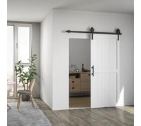 Homcom 183Cm Sliding Barn Door Kit, Sliding Door With Track, White