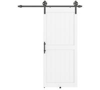 Homcom 183Cm Sliding Barn Door Kit, Sliding Door With Track, White White