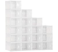 HOMCOM 18PCS Stackable Shoe Box Clear Plastic Shoe Storage Box HOMCOM Clear
