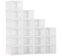 HOMCOM 18PCS Stackable Shoe Box Clear Plastic Shoe Storage Box HOMCOM Clear