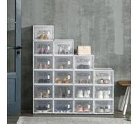 Homcom 18Pcs Stackable Clear Plastic Shoe Storage Box For Uk/eu Size 12/46