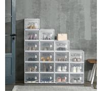 Homcom 18Pcs Stackable Shoe Box Clear Plastic Shoe Storage Box For Uk Or Eu Clear One Size
