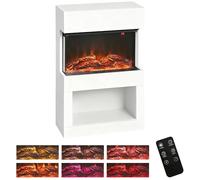 HOMCOM 19" Electric Fireplace with Surround, 3D Flame, 6 Colours White