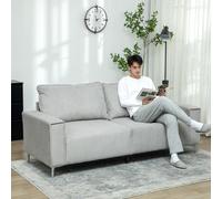 HOMCOM 193cm Upholstered Corduroy Settee with Spring Cushion, Light Grey