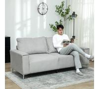Homcom 193Cm Upholstered Corduroy Settee With Spring Cushion, Light Grey Light Grey One Size