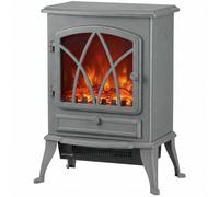 HOMCOM 1kW-2kW Vintage Electric Fireplace Heater - Grey