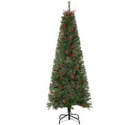 HOMCOM 2.1m Christmas Tree Slim 5' with Berries - HOMCOM Christmas | TJ Hughes