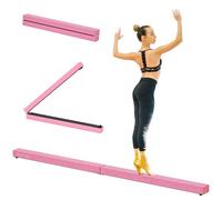 HOMCOM Balance Beam Trainer Fold Performance Gymnastics Suede Pink Home - Pink - 240L x 10W x 6.5H cm