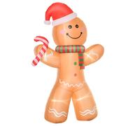 Homcom 2.4m Christmas Inflatable Gingerbread Man Lighted Home Indoor Outdoor Decoration