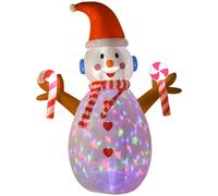 HOMCOM 2.4m Christmas Inflatable Snowman with Candy, Rotating Lighted for Home Indoor Outdoor Garden Lawn Decoration Party Prop