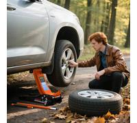 Homcom 2.5 Ton Low Profile Floor Jack, 7.5-47 Cm Hydraulic Car Trolley Jack In Orange Orange