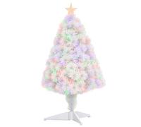 HOMCOM 2.5FT Prelit Artificial Tabletop Christmas Tree Fibre Optics White